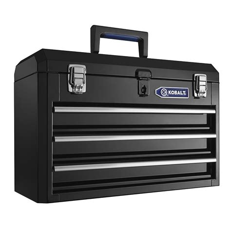 kobalt portable 20.6 in steel lockable tool box black|kobalt 20.6 tool box.